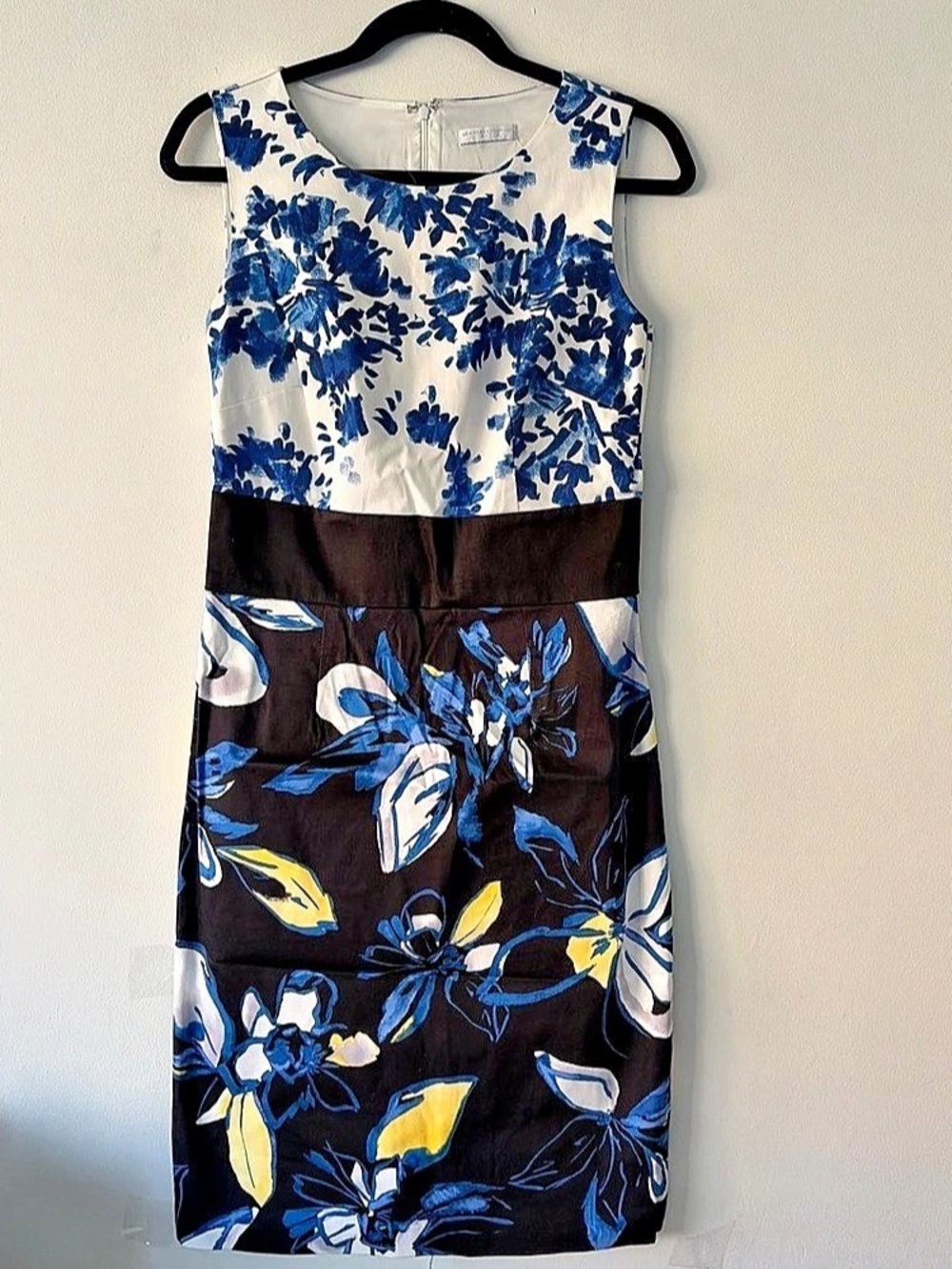 New York & Company Floral Midi Dress in Blue & Black Size 6